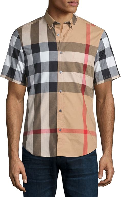 burberry men's button down shirt|Burberry button up short sleeve.